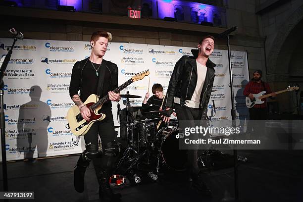 Nash Overstreet, Ryan Follese and Jamie Follese of Hot Chelle Rae perform at the Clear Channel Media + Entertainment New Yorks FIRST ANNUAL Lifestyle...