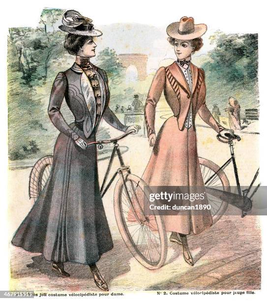stockillustraties, clipart, cartoons en iconen met french womens fashion 1900 - edwardiaanse stijl