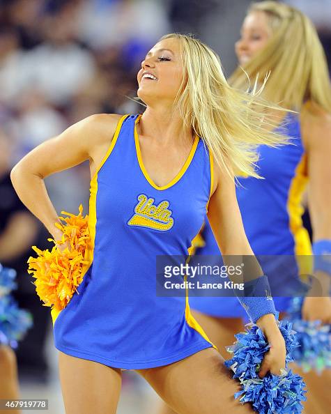 Cheerleaders of the UCLA Bruins perform against the Gonzaga Bulldogs ...
