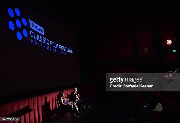 Actors Illeana Douglas and Andrew Prine speak before the screening of 'The Miracle Worker' during day three of the 2015 TCM Classic Film Festival on...