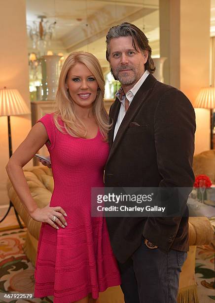 Television personalities Gretchen Rossi and Slade Smiley attend the Azadeh Launch Party And Fashion Show at Peninsula Hotel on February 8, 2014 in...