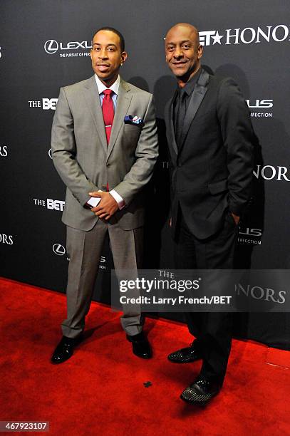 Rapper Ludacris and President of Music, Programming, and Specials for BET Networks Stephen G. Hill attend BET Honors 2014 at Warner Theatre on...