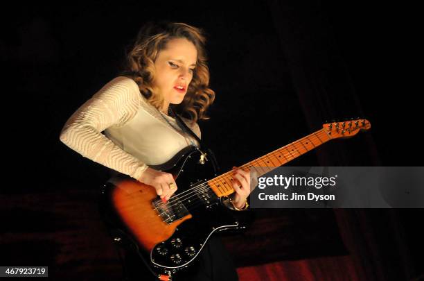 Anna Calvi performs live on stage at the Troxy on February 8, 2014 in London, United Kingdom.