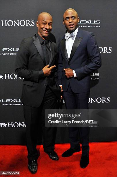 President of Music, Programming, and Specials of BET Networks Stephen G. Hill and Wayne Brady attend BET Honors 2014 at Warner Theatre on February 8,...
