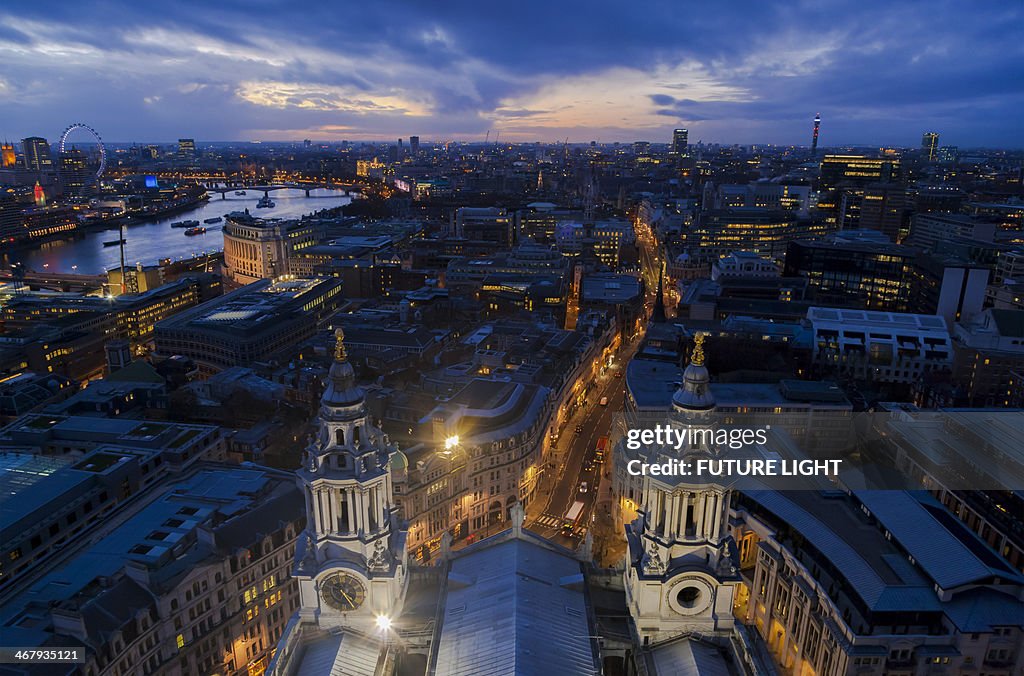 Aerial view St Paul's Cathedral and River Thames