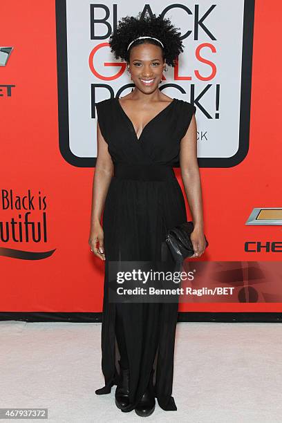 Actress Vicky Jeudy attends the BET's "Black Girls Rock!" Red Carpet sponsored by Chevrolet at NJPAC  Prudential Hall on March 28, 2015 in Newark,...