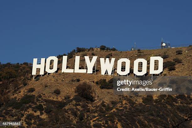 View of the Hollywood Sign on Mount Lee on February 03, 2014 in Los Angeles, California.