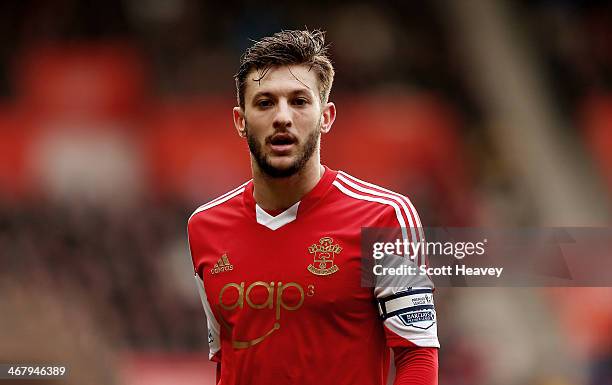 Adam Lallana of Southampton during the Barclays Premier League match between Southampton and Stoke City at St Mary's Stadium on February 8, 2014 in...