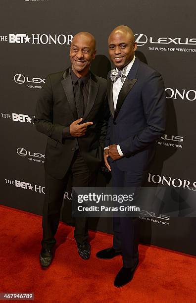 President of Music, Programming, and Specials of BET Networks Stephen G. Hill, and Wayne Brady attend BET Honors 2014 at Warner Theatre on February...