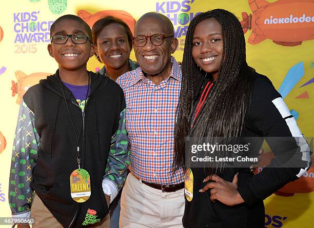 Personality Al Roker with Nicholas Albert Roker, Deborah Roberts, and Leila Roker attend Nickelodeon's 28th Annual Kids' Choice Awards held at The...