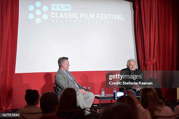 Director of Program Production, Studio Production & Programming Scott McGee and stunt coordinator Terry Leonard speak onstage during 'A Conversation...