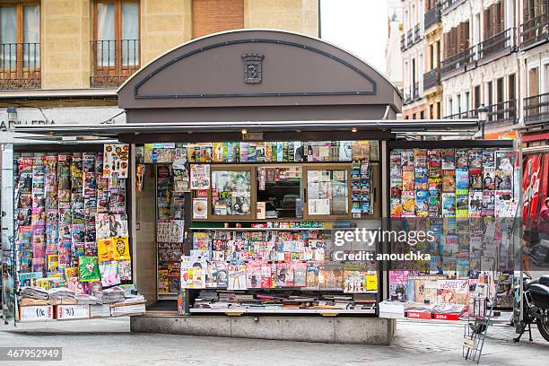 newsstand in madrid, spain - booth stockfoto's en -beelden