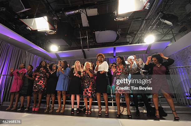 Audience members dance while Media Icon Wendy Williams launches her apparel collection at the HSN studios with HSN Host Colleen Lopez on March 28,...