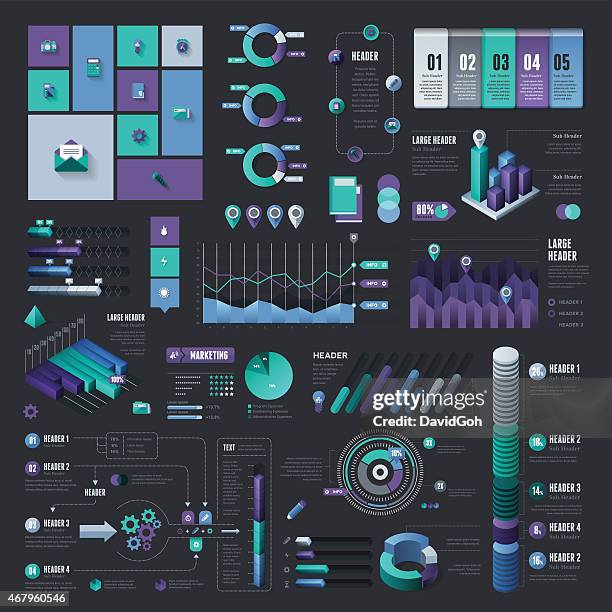 stockillustraties, clipart, cartoons en iconen met infographic elements - complete set - 3d pie chart