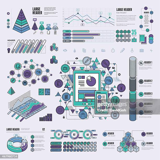 flat ui infographic elements - document management stock illustrations