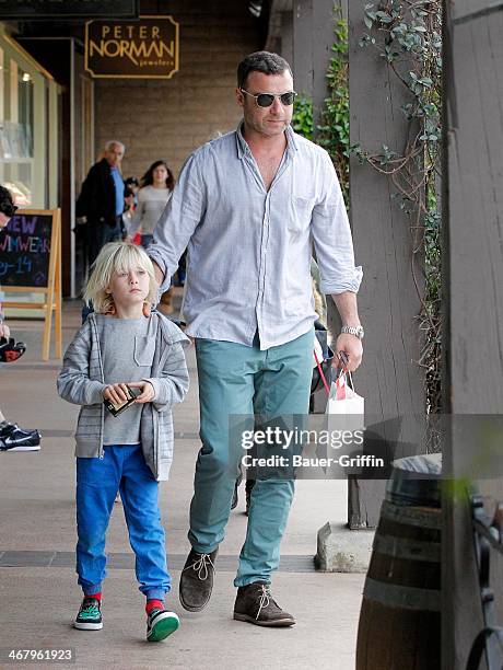 Liev Schreiber and Alexander Schreiber are seen on February 08, 2014 in Los Angeles, California.