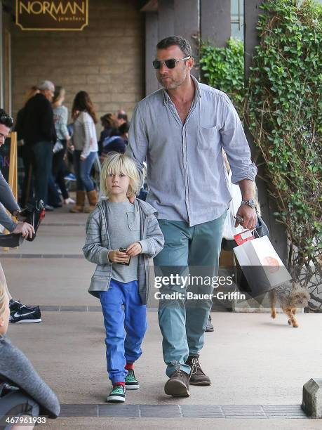 Liev Schreiber and Alexander Schreiber are seen on February 08, 2014 in Los Angeles, California.
