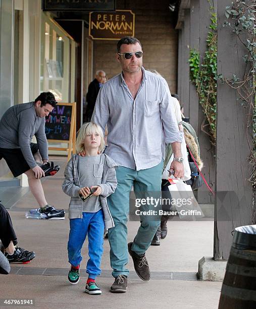 Liev Schreiber and Alexander Schreiber are seen on February 08, 2014 in Los Angeles, California.