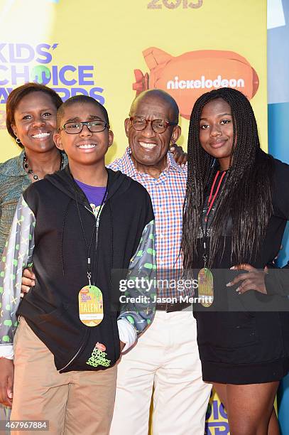 Personality Al Roker with Nicholas Albert Roker, Deborah Roberts, and Leila Roker attend Nickelodeon's 28th Annual Kids' Choice Awards held at The...