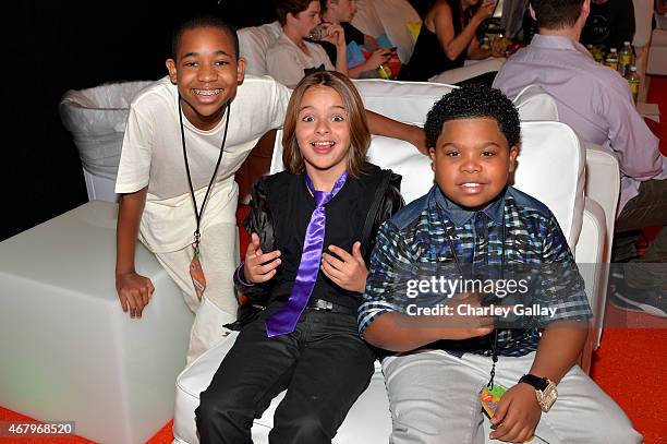 Actors Tylen Jacob Williams, Mace Coronel and Benjamin Flores, Jr. Attend Nickelodeon's 28th Annual Kids' Choice Awards held at The Forum on March...