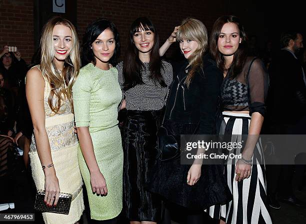 Harley Viera-Newton, Leigh Lezark, Rebecca Dayan, Tennessee Thomas and Atlanta de Cadenet attend the Christian Siriano fashion show during...