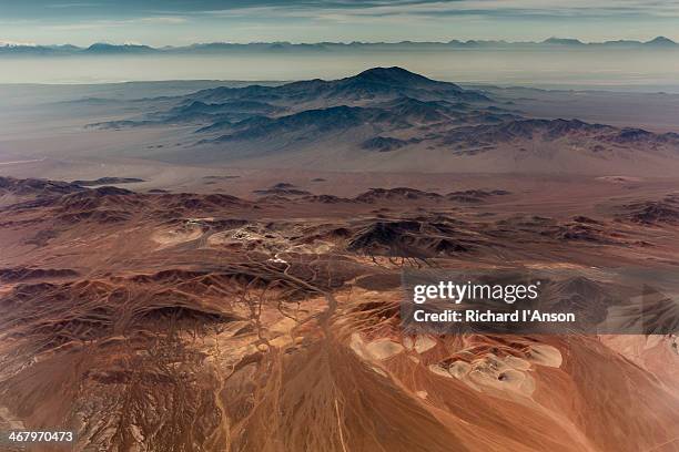 aerial of atacama desert region - calama stockfoto's en -beelden