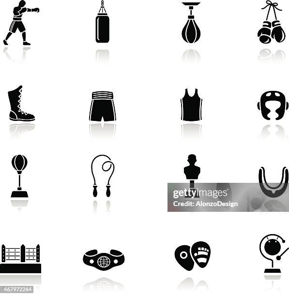 ilustrações de stock, clip art, desenhos animados e ícones de conjunto de ícone de boxe - saco-de-boxe
