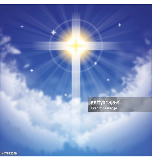 sunlight cross "blessing" - easter religious stock illustrations