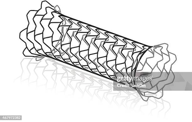 metall stent auf weißem hintergrund - atherosklerose stock-grafiken, -clipart, -cartoons und -symbole