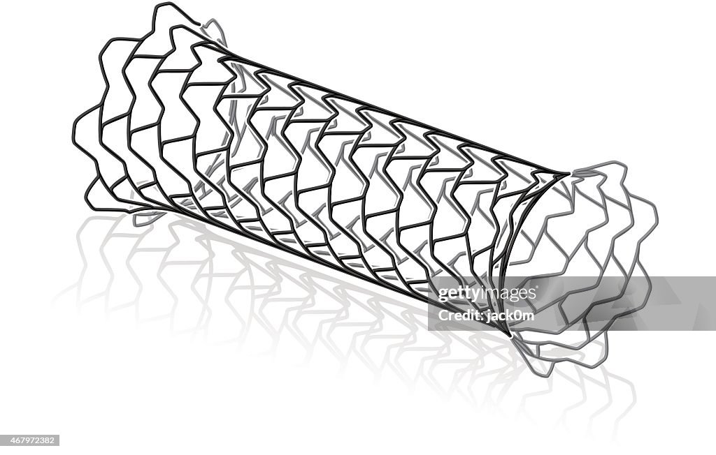 Metal stent on white background