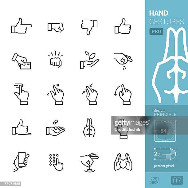 illustrazioni stock, clip art, cartoni animati e icone di tendenza di gesti delle mani vettoriale icone-pro pack - colpire