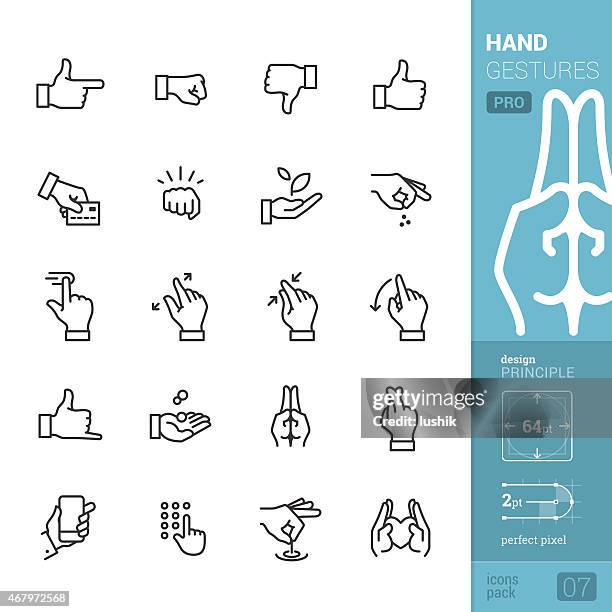 hand gestures vector icons - pro pack - thumbs down stock illustrations