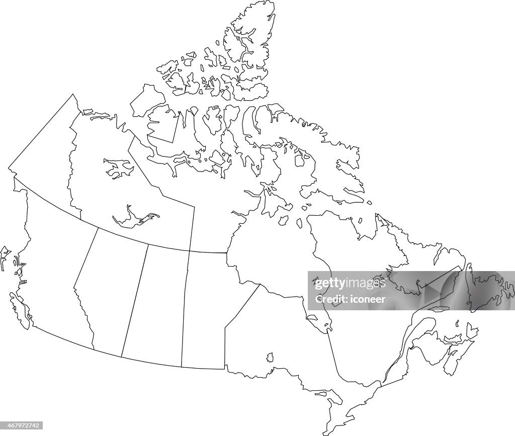 Canada simple outline map on white background