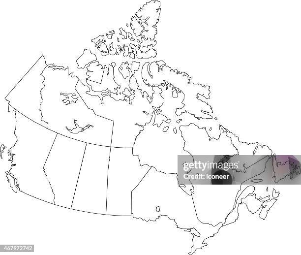 canada simple outline map on white background - north america outline stock illustrations