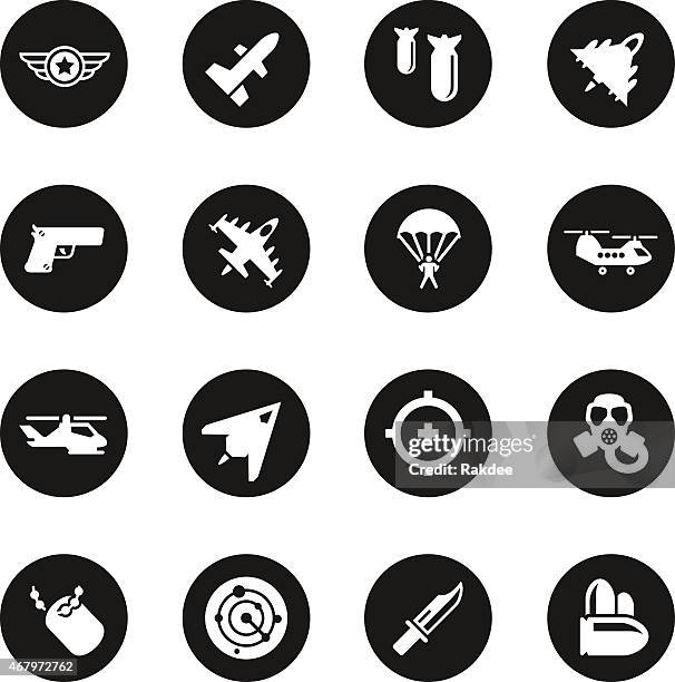 air force icons - black circle series - jet black wings stock illustrations