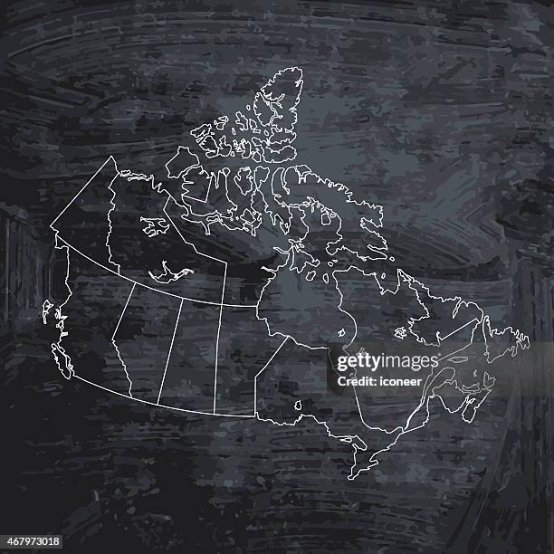 canada map on grey dark chalkboard background - white sponge stock illustrations
