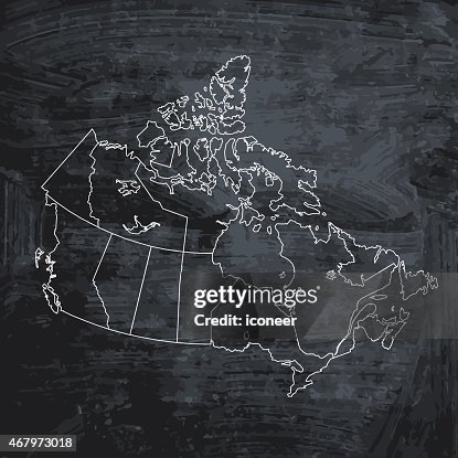 Canada map on grey dark chalkboard background Canada map on grey dark chalkboard background