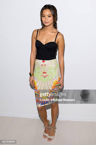 Actress Jamie Chung attends the Mara Hoffman show during Mercedes-Benz Fashion Week Fall 2014 at The Salon at Lincoln Center on February 8, 2014 in...