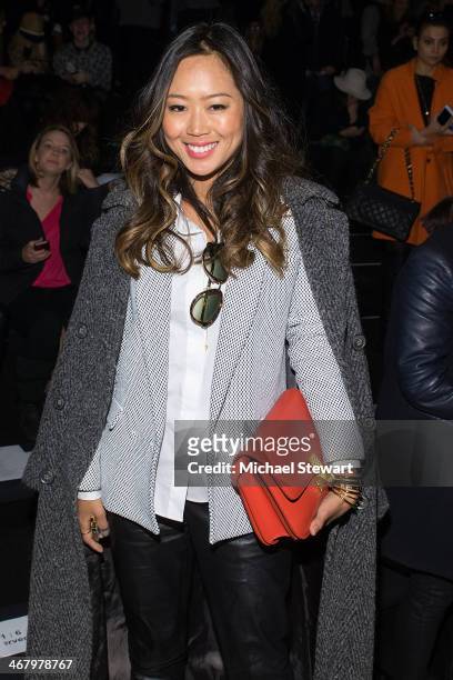 Aimee Song attends the Mara Hoffman show during Mercedes-Benz Fashion Week Fall 2014 at The Salon at Lincoln Center on February 8, 2014 in New York...