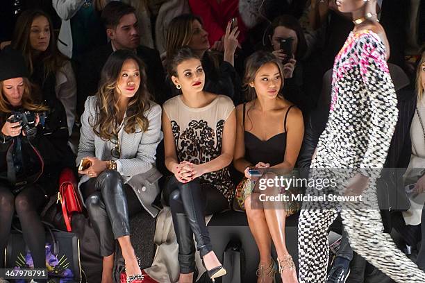 Aimee Song, Victoria Justice and Jamie Chung attend the Mara Hoffman show during Mercedes-Benz Fashion Week Fall 2014 at The Salon at Lincoln Center...