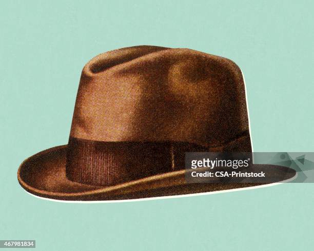 ilustraciones, imágenes clip art, dibujos animados e iconos de stock de hombre sombrero fedora - sombrero fedora