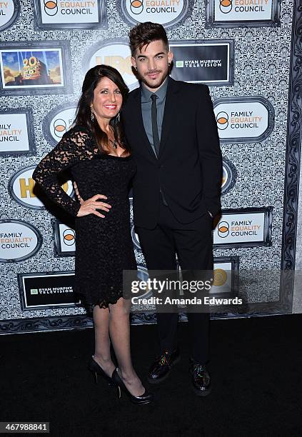 Singer Adam Lambert and his mother Leila Lambert arrive at the Family Equality Council's Annual Los Angeles Awards Dinner at The Globe Theatre on...