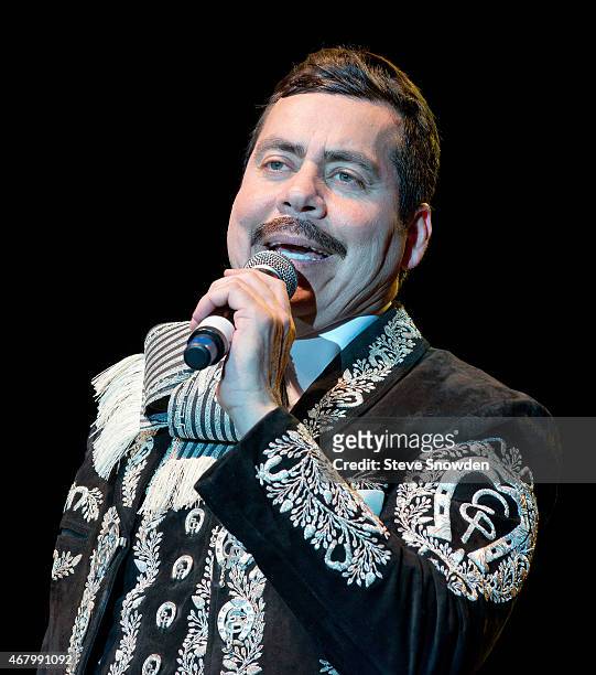 Grammy nominated Mariachi and Banda Musician Ezequiel Peña poses backstage before his performance at Route 66 Casinos Legends Theater on March 28,...