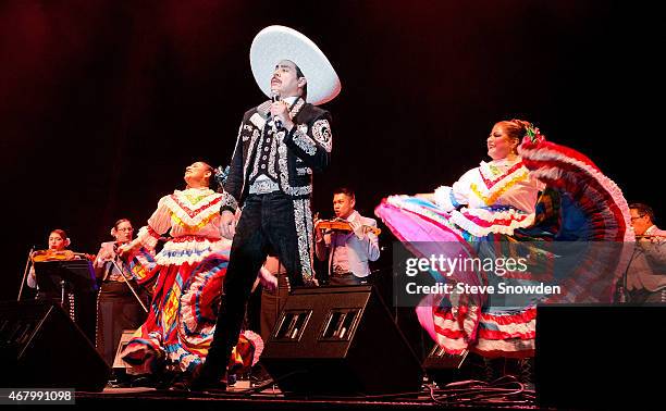 Grammy nominated Mariachi and Banda Musician Ezequiel Peña poses backstage before his performance at Route 66 Casinos Legends Theater on March 28,...