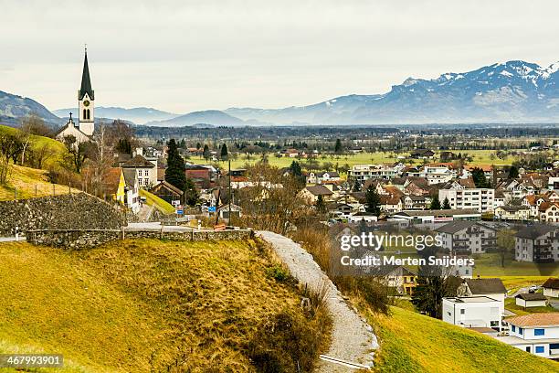 villages in rheintal - lichtenstein fotografías e imágenes de stock
