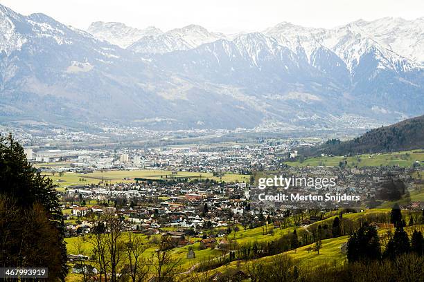 populated valley before vaduz - vaduz stock pictures, royalty-free photos & images