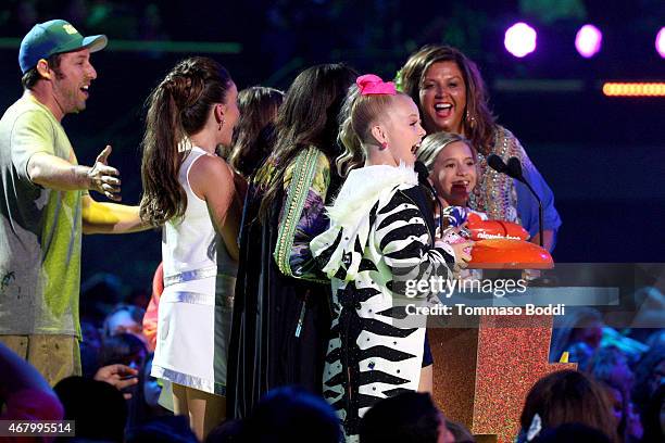 Actor Adam Sandler, TV personalities/dancers JoJo Siwa, Maddie Ziegler, Kalani Hilliker, tv personality Abby Lee Miller and dancer/tv personality...