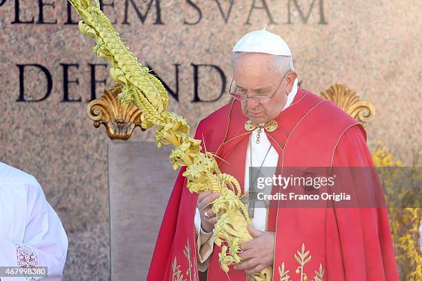 Pope Francis holds the Palm Sunday Mass at St. Peter's Square on March 29, 2015 in Vatican City, Vatican. On Palm Sunday Christians celebrate Jesus'...
