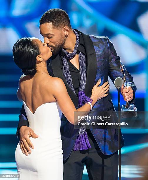 Actor Will Smith presents his wife, actress Jada Pinkett Smith with the Star Power award onstage during 2015 'Black Girls Rock!' BET Special at NJ...