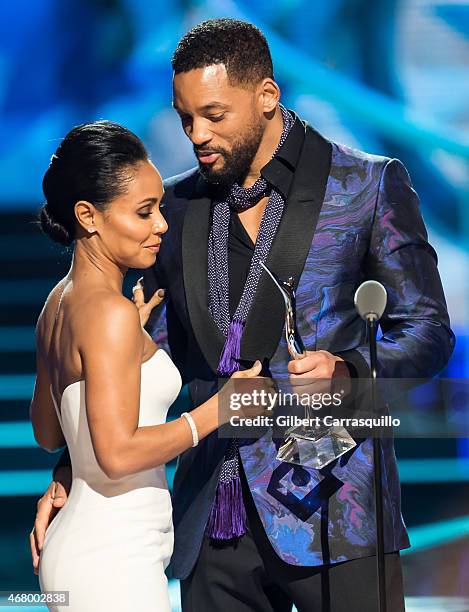 Actor Will Smith presents his wife, actress Jada Pinkett Smith with the Star Power award onstage during 2015 'Black Girls Rock!' BET Special at NJ...
